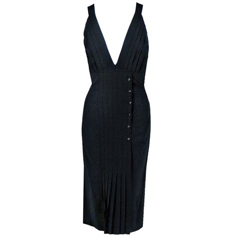 black chanel cocktail dress|Chanel pleated dress.